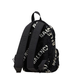 バレンシアガ エブリデイ リュック バックパック ブラック ホワイト フェイクファー レザー レディース BALENCIAGA 【中古】