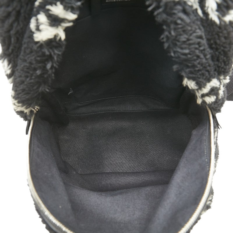 バレンシアガ エブリデイ リュック バックパック ブラック ホワイト フェイクファー レザー レディース BALENCIAGA 【中古】