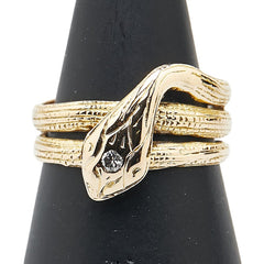 K18YG イエローゴールド ダイヤ スネーク リング 指輪 レディース 9.5号 【中古】