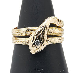 K18YG イエローゴールド ダイヤ スネーク リング 指輪 レディース 9.5号 【中古】