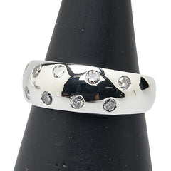 Pt900 プラチナ ダイヤ0.35ct ドット 水玉 リング 指輪 レディース 9.5号 【中古】