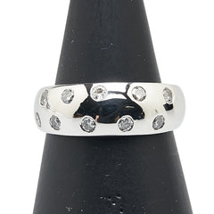 Pt900 プラチナ ダイヤ0.35ct ドット 水玉 リング 指輪 レディース 9.5号 【中古】