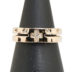 K18PG ピンクゴールド ダイヤ0.08ct クロス 十字架 モチーフ リング 指輪 レディース 7号 【中古】