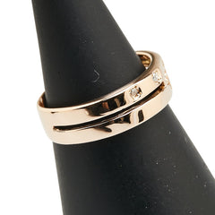 K18PG ピンクゴールド ダイヤ0.08ct クロス 十字架 モチーフ リング 指輪 レディース 7号 【中古】