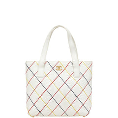 シャネル ワイルドステッチ ココマーク トートバッグ ハンドバッグ ホワイト マルチカラー レザー レディース CHANEL 【中古】