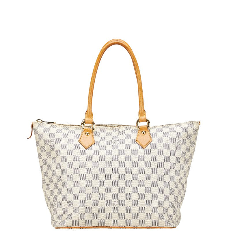 ルイ ヴィトン ダミエ アズール サレヤMM トートバッグ ショルダーバッグ N51185 ホワイト PVC レザー レディース LOUIS VUITTON 【中古】