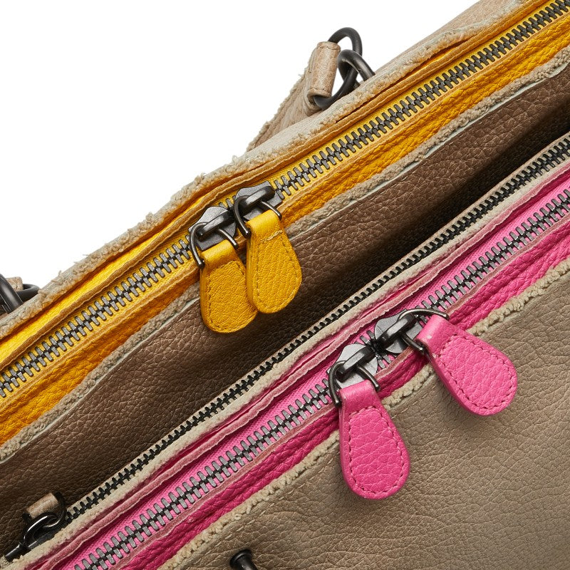 ボッテガヴェネタ イントレチャート ハンドバッグ ベージュ マルチカラー レザー レディース BOTTEGAVENETA 【中古】