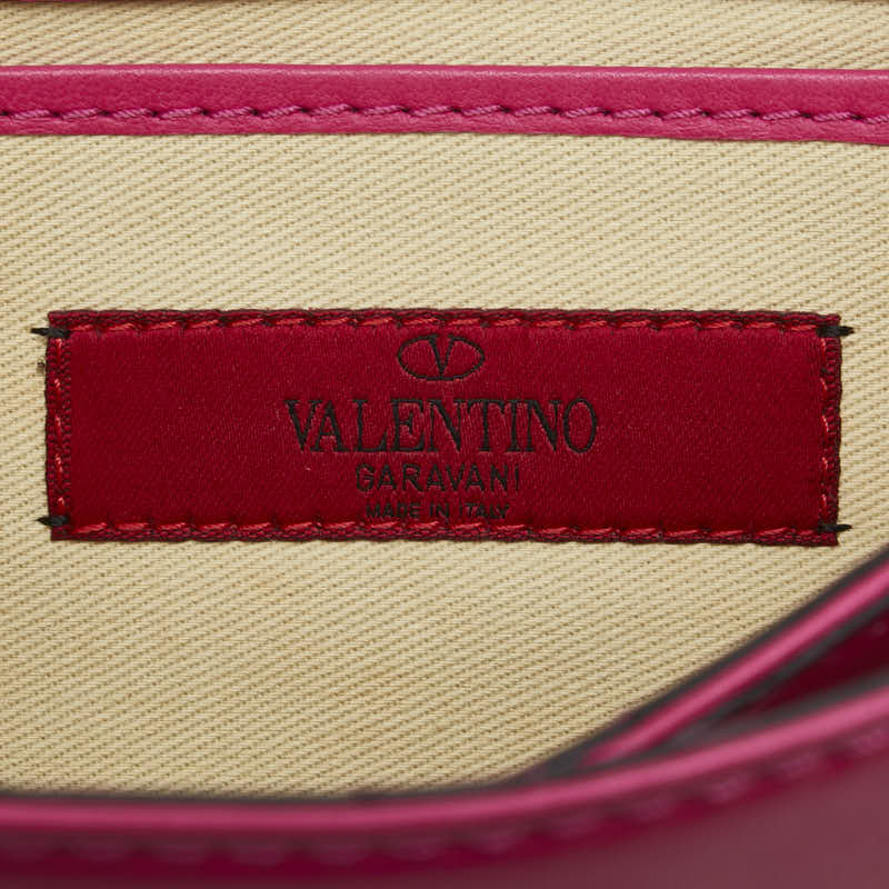 ヴァレンティノ ロックスタッズ チェーン ショルダーバッグ ピンク レザー レディース VALENTINO 【中古】