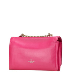 ヴァレンティノ ロックスタッズ チェーン ショルダーバッグ ピンク レザー レディース VALENTINO 【中古】