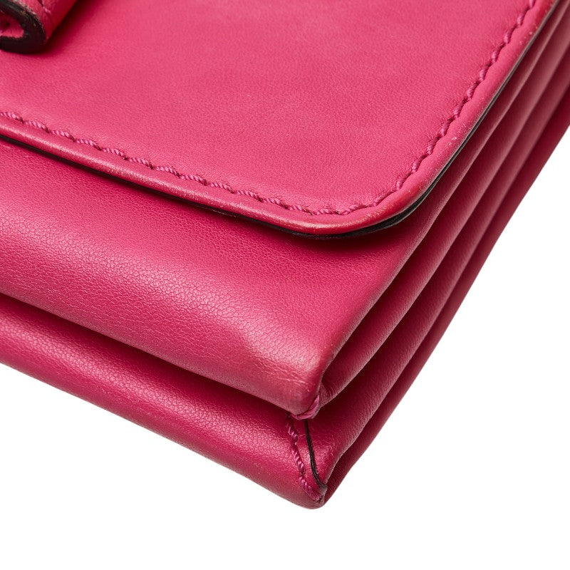 ヴァレンティノ ロックスタッズ チェーン ショルダーバッグ ピンク レザー レディース VALENTINO 【中古】