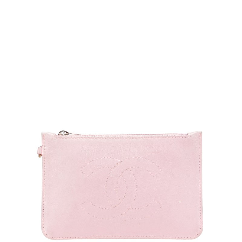 シャネル ココマーク ポーチ ピンク レザー レディース CHANEL 【中古】