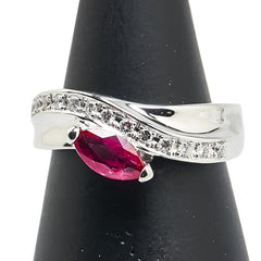 Pt900 プラチナ ルビー0.58ct ダイヤ0.16ct リング 指輪 レディース 10.5号 【中古】