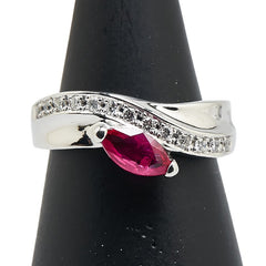 Pt900 プラチナ ルビー0.58ct ダイヤ0.16ct リング 指輪 レディース 10.5号 【中古】