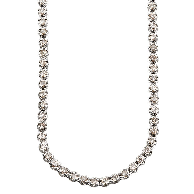 K18WG ホワイトゴールド ダイヤ3.00ct テニスチェーン ネックレス レディース 【中古】