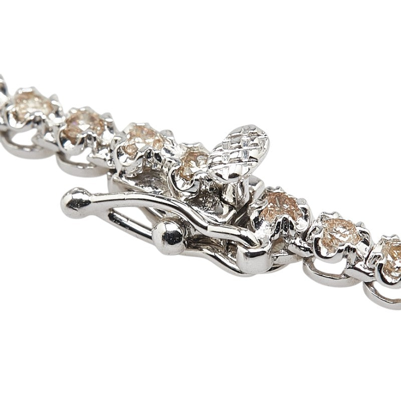 K18WG ホワイトゴールド ダイヤ3.00ct テニスチェーン ネックレス レディース 【中古】