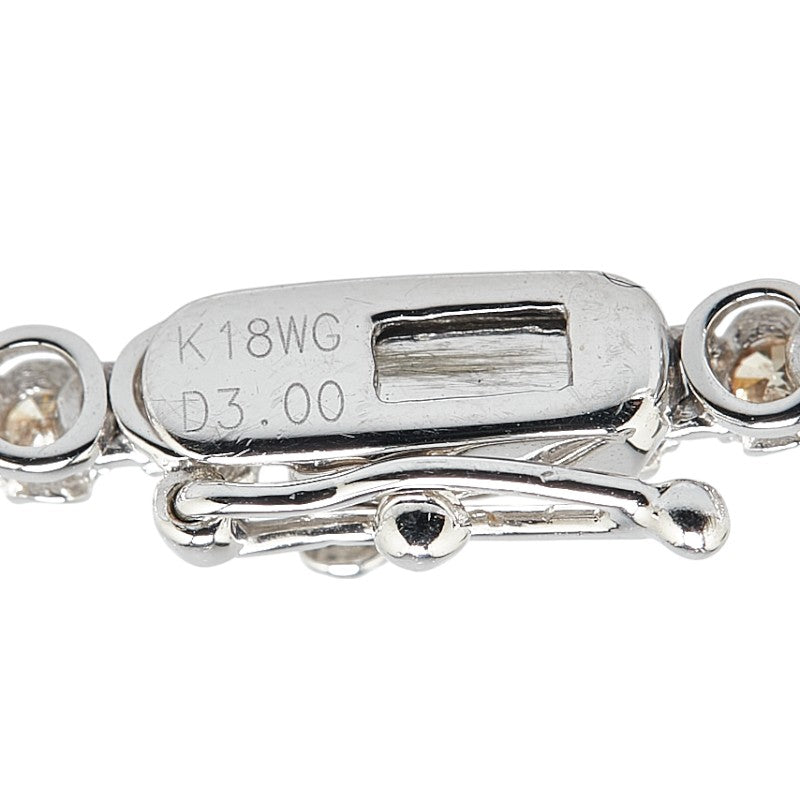 K18WG ホワイトゴールド ダイヤ3.00ct テニスチェーン ネックレス レディース 【中古】
