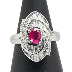 Pt900 プラチナ ピンクサファイア0.75ct ダイヤ0.90ct リング 指輪 レディース 11号 【中古】