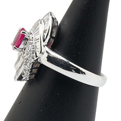 Pt900 プラチナ ピンクサファイア0.75ct ダイヤ0.90ct リング 指輪 レディース 11号 【中古】