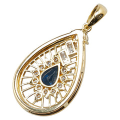 K18YG イエローゴールド サファイア ダイヤ 雫 モチーフ ペンダントトップ レディース 【中古】