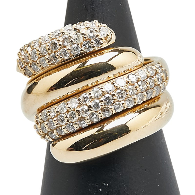 K18YG イエローゴールド ダイヤ1.00ct パヴェ リング 指輪 レディース 11号 【中古】