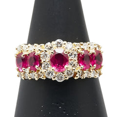 K18YG イエローゴールド ルビー1.50ct ダイヤ0.50ct リング 指輪 レディース 12.5号 【中古】