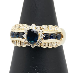 K18YG イエローゴールド サファイア1.10ct ダイヤ0.26ct リング 指輪 レディース 11号 【中古】