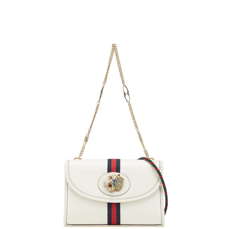 グッチ ラジャ タイガー 虎 チェーン ショルダーバッグ 2WAY 570145 ホワイト レザー レディース GUCCI 【中古】