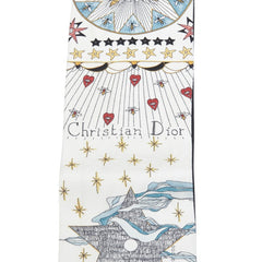 ディオール ミッツァ L'Etoile レトワール スカーフ ホワイト マルチカラー シルク レディース Dior 【中古】