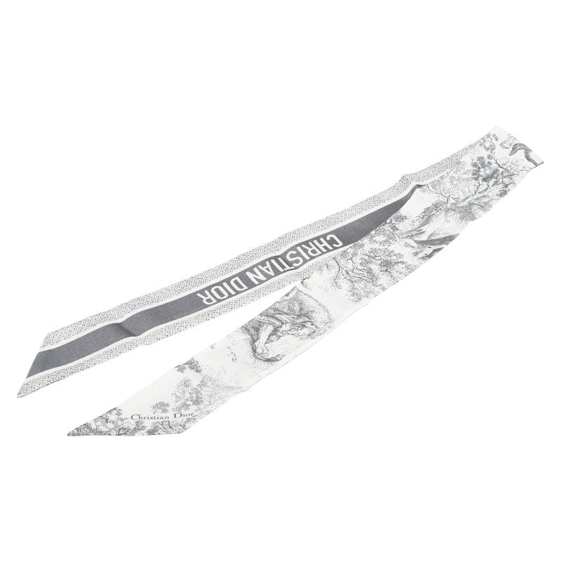 ディオール ミッツァ トワル ドゥ ジュイ ソヴァージュ スカーフ グレー ホワイト シルク レディース Dior 【中古】