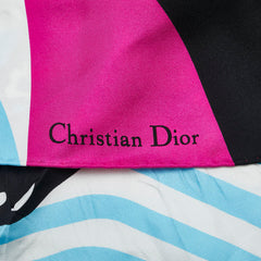 ディオール しまうま スカーフ ブルー ブラック マルチカラー シルク レディース Dior 【中古】