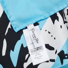 ディオール しまうま スカーフ ブルー ブラック マルチカラー シルク レディース Dior 【中古】