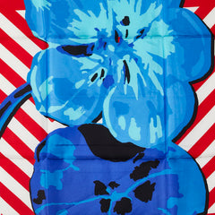 ディオール 花 フラワー モチーフ スカーフ レッド ブルー マルチカラー シルク レディース Dior 【中古】