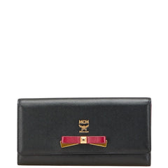エム シー エム リボン 長財布 ブラック パープル レザー レディース MCM 【中古】