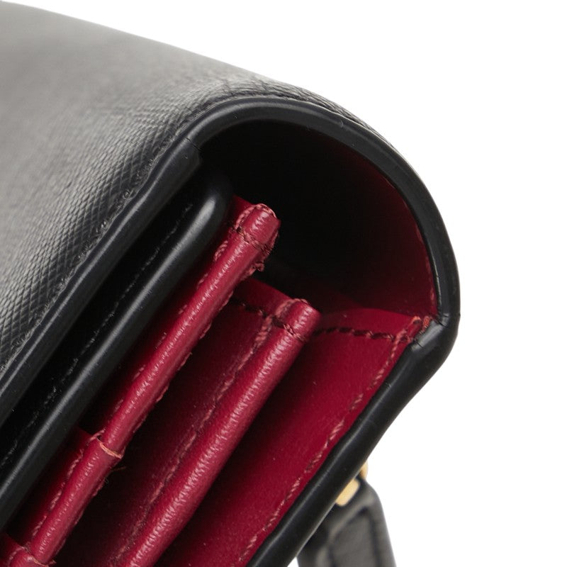 エム シー エム リボン 長財布 ブラック パープル レザー レディース MCM 【中古】