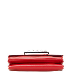 ヴァレンティノ スタッズ チェーン ショルダーバッグ レッド ゴールド レザー レディース VALENTINO 【中古】