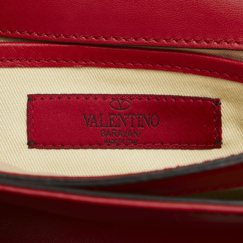 ヴァレンティノ スタッズ チェーン ショルダーバッグ レッド ゴールド レザー レディース VALENTINO 【中古】