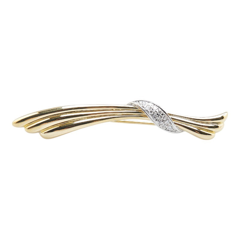 ミキモト K18YG イエローゴールド ダイヤ0.16ct パヴェ ブローチ MIKIMOTO 【中古】