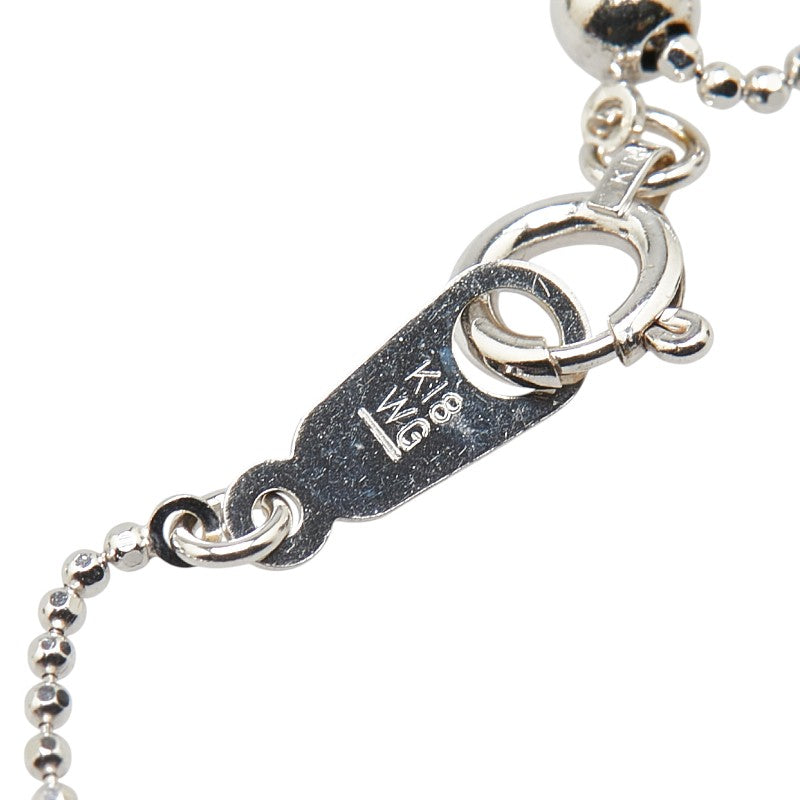K18WG ホワイトゴールド サファイア0.50ct ダイヤ0.10ct ペンダントネックレス レディース 【中古】