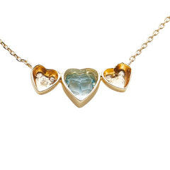 セイコー K18YG イエローゴールド ブルートパーズ ハート モチーフ ネックレス レディース SEIKO 【中古】