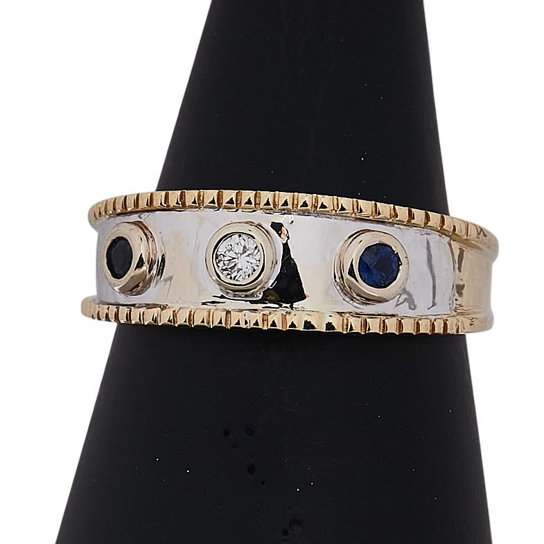 ミキモト K18YG イエローゴールド サファイア0.13ct ダイヤ0.05ct リング 指輪 レディース MIKIMOTO 12.5号 【中古】