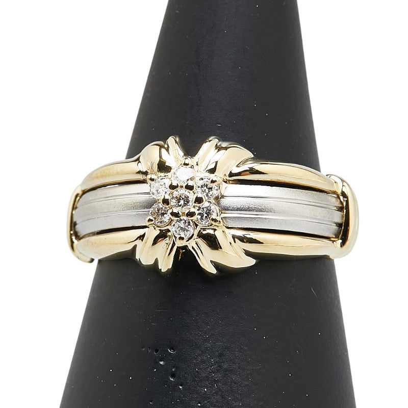 金ベースコンビ ダイヤ0.12ct リング 指輪 レディース 12号 【中古】