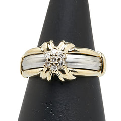 金ベースコンビ ダイヤ0.12ct リング 指輪 レディース 12号 【中古】