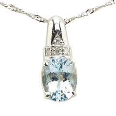 Pt1000 プラチナ Pt850 プラチナ アクアマリン1.70ct ダイヤ0.04ct ペンダントネックレス レディース 【中古】