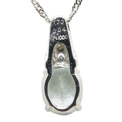 Pt1000 プラチナ Pt850 プラチナ アクアマリン1.70ct ダイヤ0.04ct ペンダントネックレス レディース 【中古】