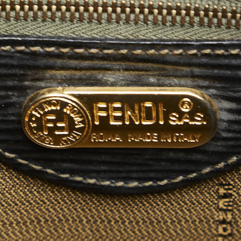 フェンディ ズッカ ショルダーバッグ ブラウン ブラック キャンバス レザー レディース FENDI 【中古】
