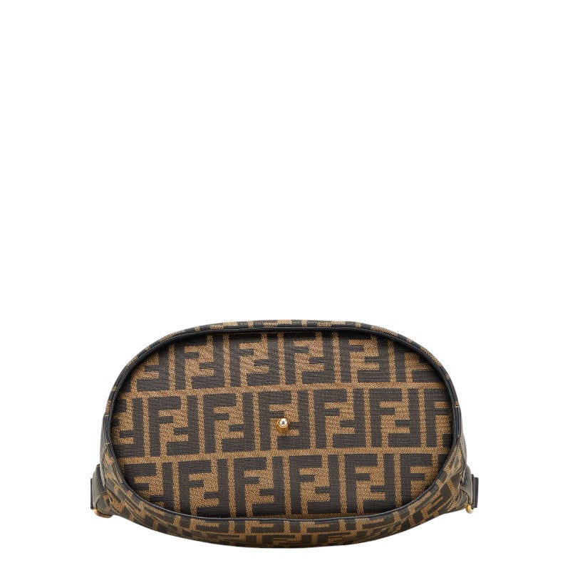 フェンディ ズッカ ショルダーバッグ ブラウン ブラック キャンバス レザー レディース FENDI 【中古】