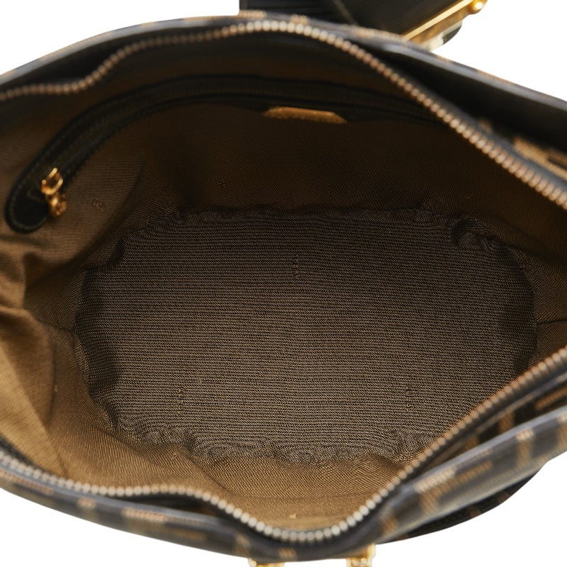フェンディ ズッカ ショルダーバッグ ブラウン ブラック キャンバス レザー レディース FENDI 【中古】