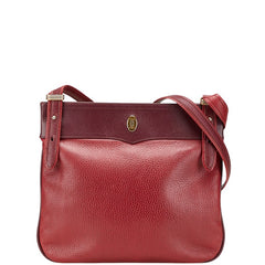 カルティエ マストライン 斜め掛け ショルダーバッグ レッド レザー レディース CARTIER 【中古】