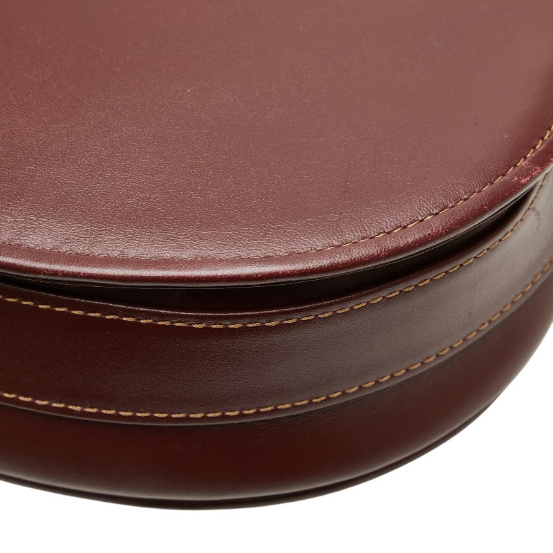 カルティエ マストライン 斜め掛け ショルダーバッグ ワインレッド ボルドー レザー レディース CARTIER 【中古】