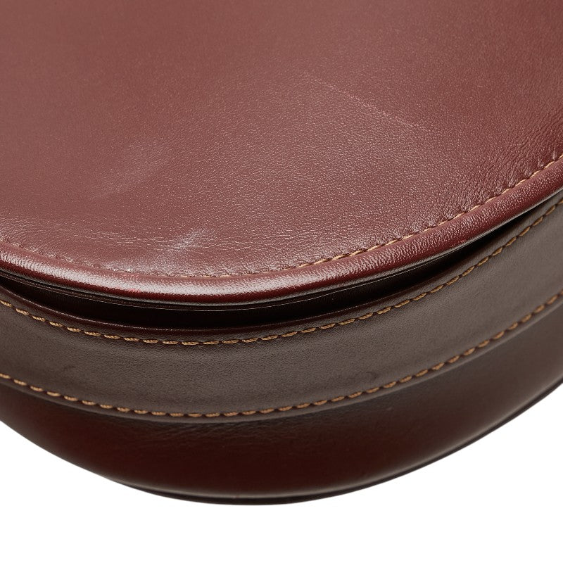 カルティエ マストライン 斜め掛け ショルダーバッグ ワインレッド ボルドー レザー レディース CARTIER 【中古】